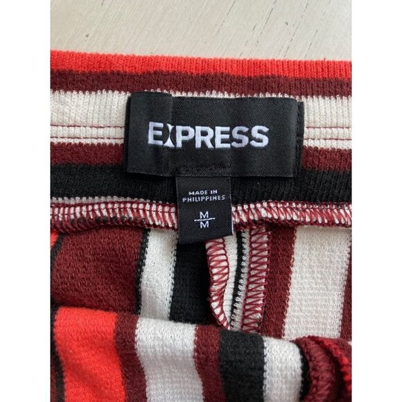 Express Women's Striped Orange White Brown Skort Size Medium - Picture 5 of 6